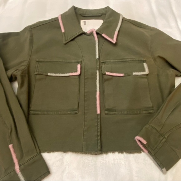 New! Anthropologie Pilcro Army Green Cropped Embroidered Jacket 2515 - Picture 5 of 13
